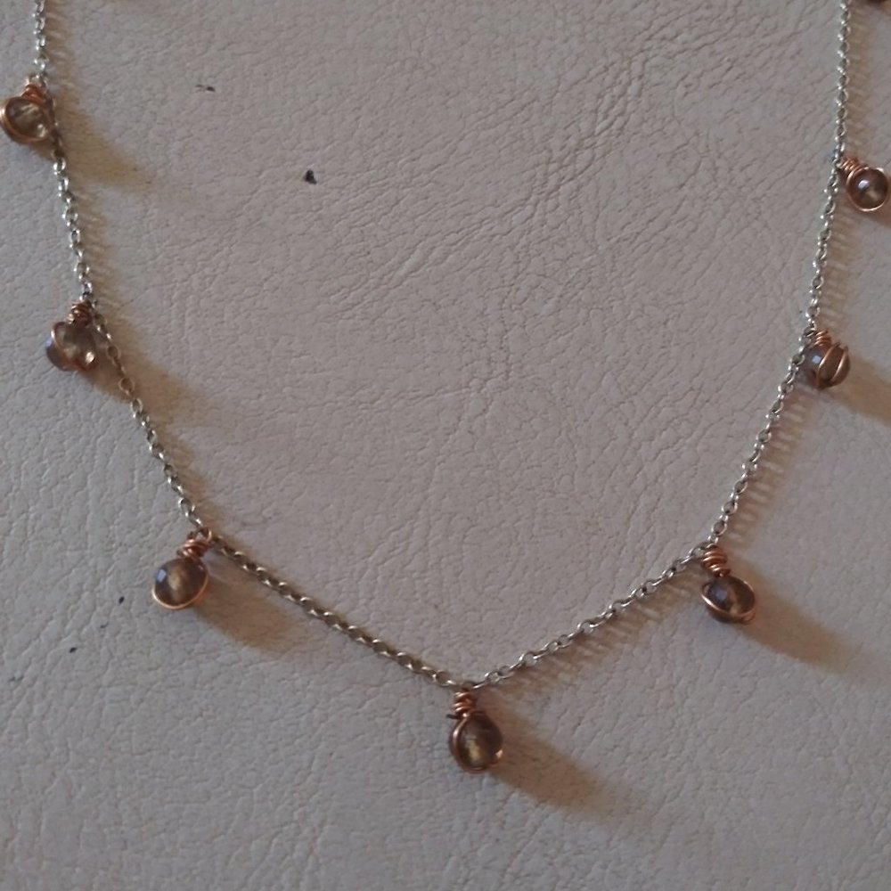 Color change garnet 18kt overlay 925 dangle neckla